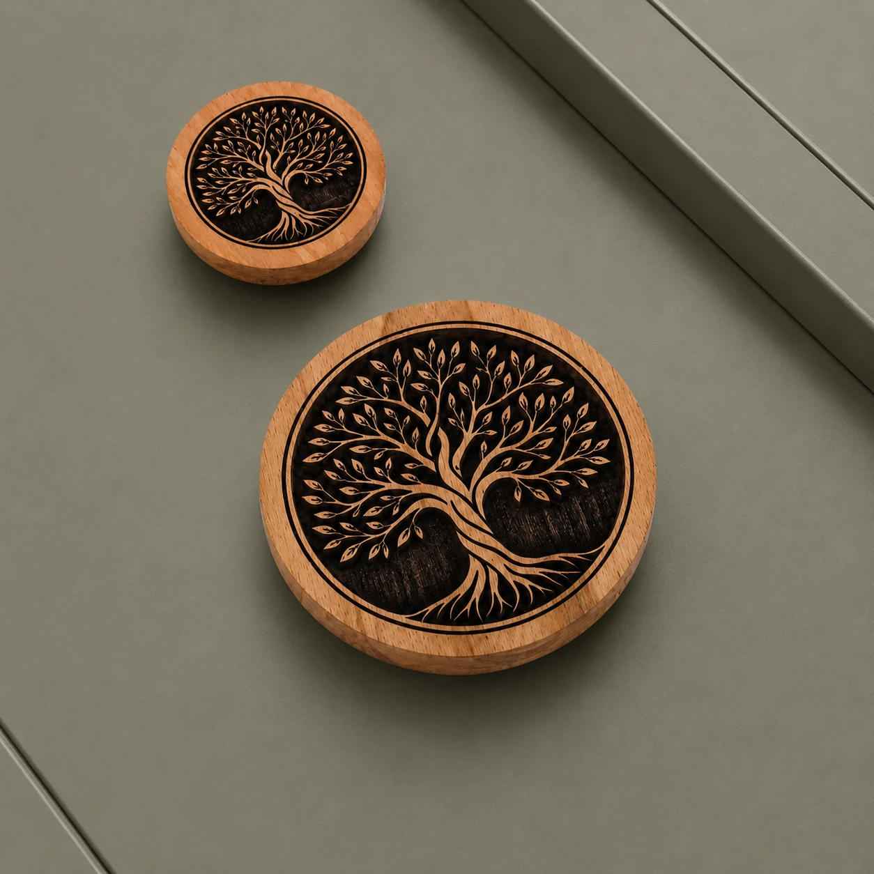 Tree Design Wooden Handle