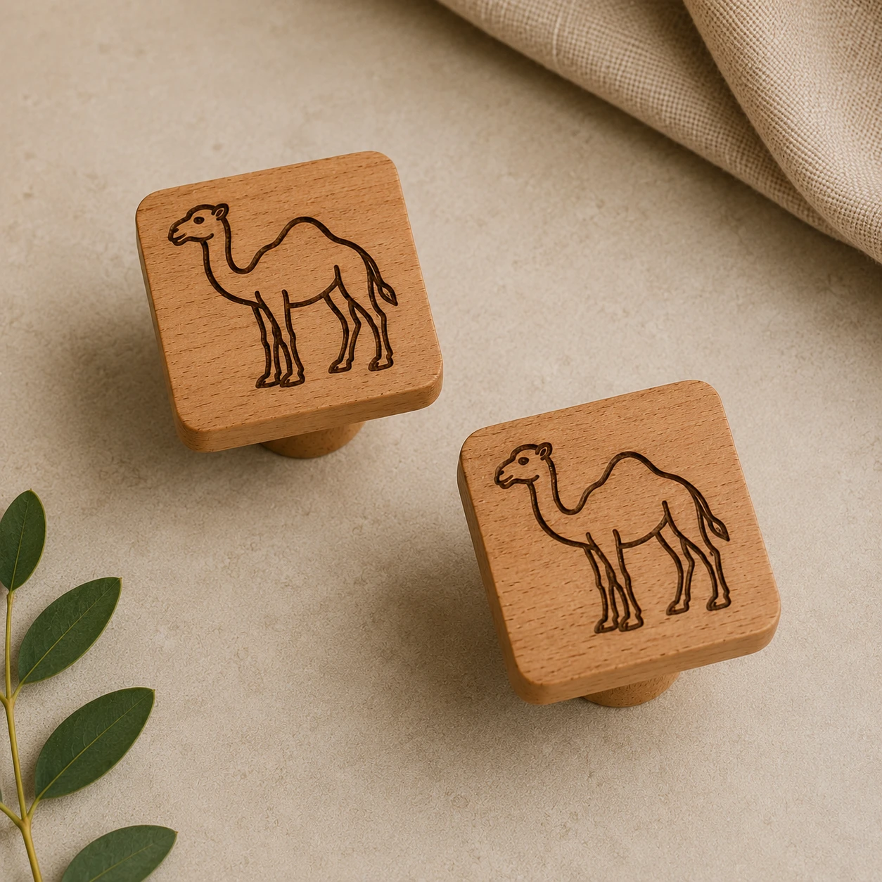 Animal Engraved Wooden Kn...